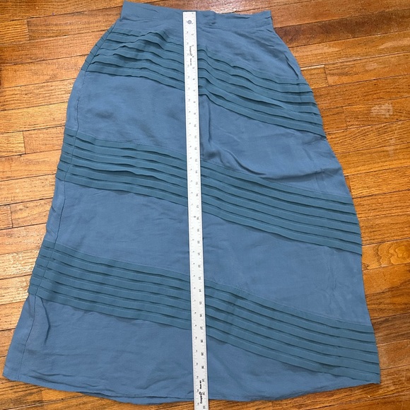 Soft Surroundings Size PXS Petite Pintuck Flowy Chiffon Blue Long Maxi Skirt - Picture 3 of 10